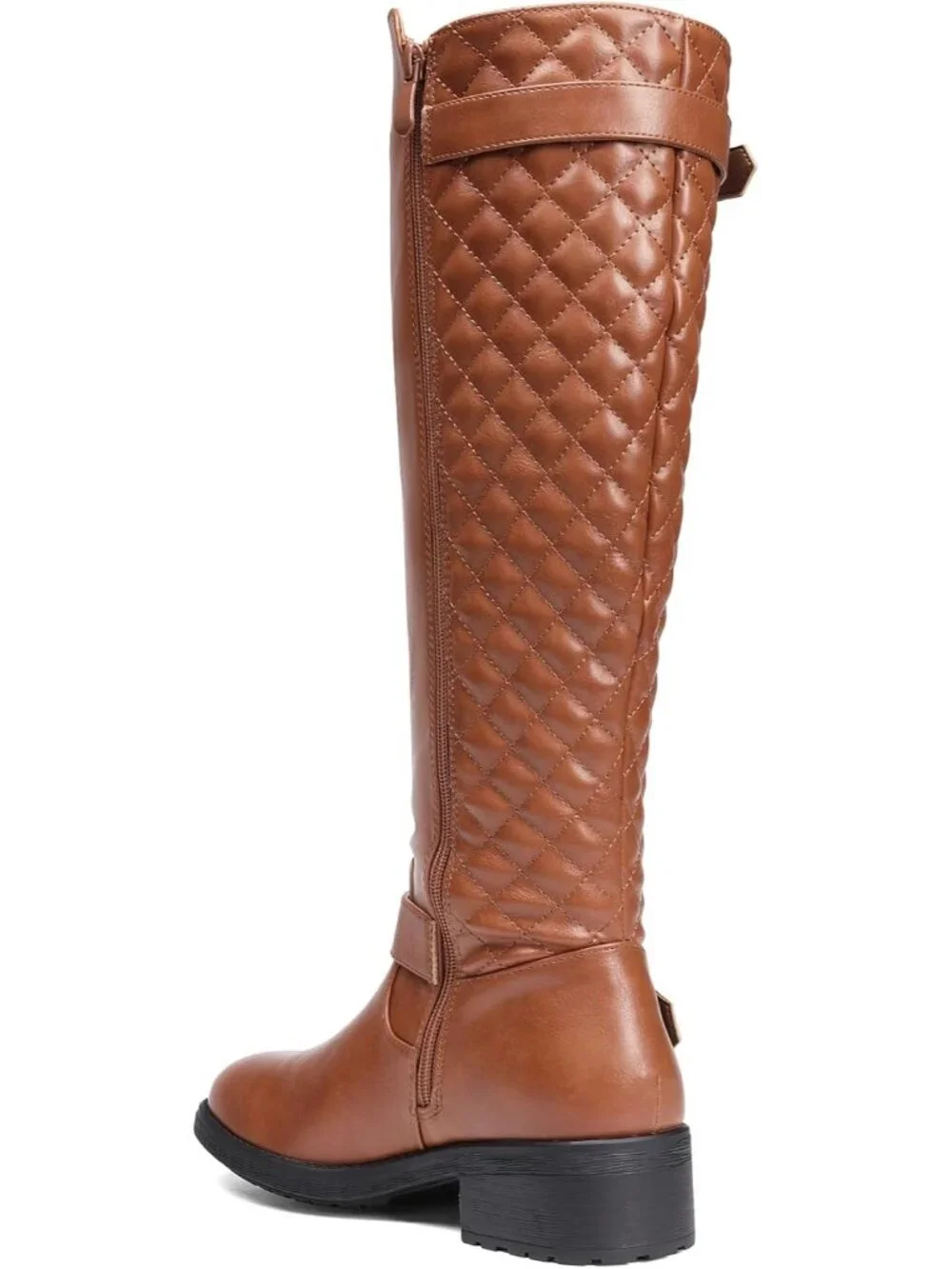 Women's Light Brown Comfortable Chunky Block Heel Round Toe Knee High Boots